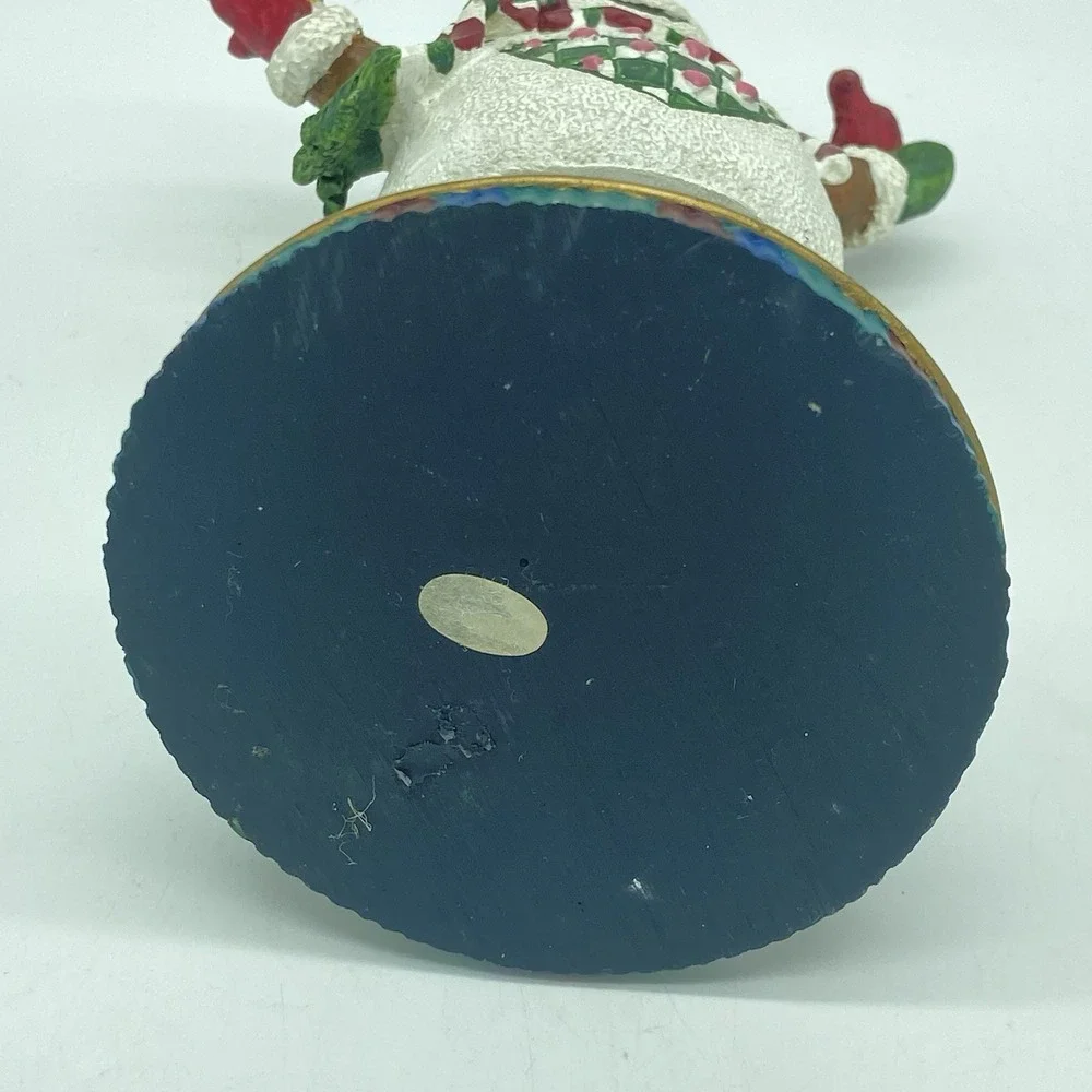 Christmas Snowman On Spring Pedestal Figurine Rustic Farmhouse Whimsical Vintage